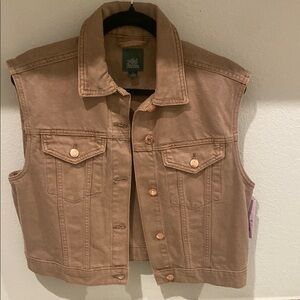 Tan Sleeveless Denim Vest